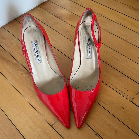 Charles David • cherry red patent stiletto • 3" heel • size 8 - Picture 6 of 7